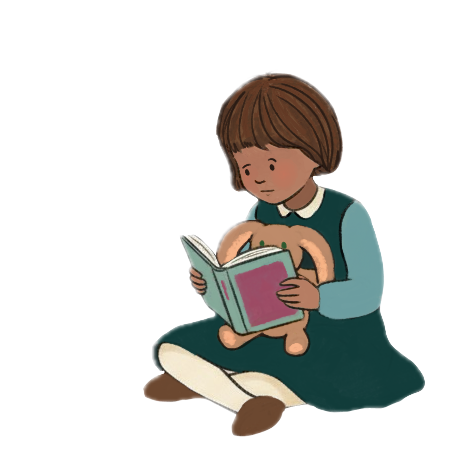 Illustration of the main character developed by the artist for her picture books with Shutterbunny Illustrations.